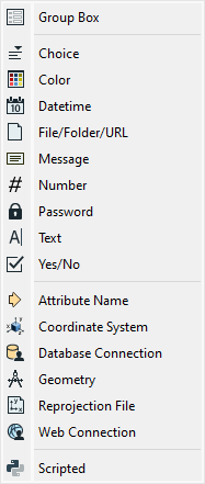 User parameter types